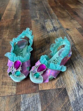 Justice Pink and Aqua Gem Ruffle Dress Shoes